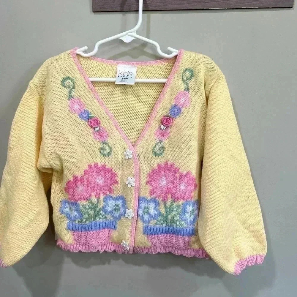 Kids Studio 100% Acrylic USA made Cardigan Sz S 4/5